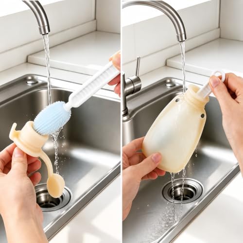 PandaEar 3 Pack Silicone Baby Food Pouches, Reusable Squeeze Pouches - Image 5