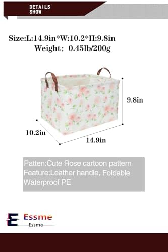 Essme Rectangular Rose Basket, Flower Storage Bins Organizer - Image 6