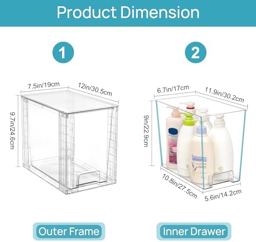 Vtopmart 4 Pack Clear Stackable Storage Drawers, 9.7" High Plastic Organizers - Image 3