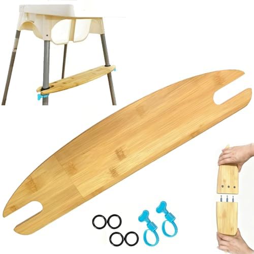 High Chair Footrest, Non-Slip Adjustable Natural Bamboo Wooden Footrest by YYRZZ