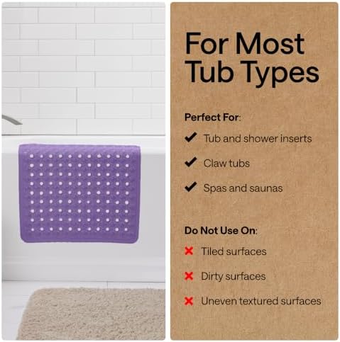 GORILLA GRIP Bath Tub Shower Mat, Bathtub Floor Liner, 35x16 Purple Opaque - Image 5