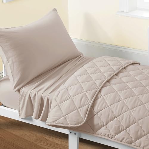 FLXXIE 4-Piece Microfiber Toddler Bedding Set, Light Taupe by FLXXIE