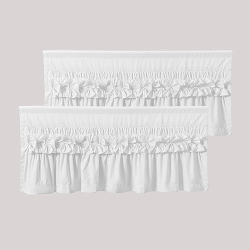 HIG 2 Pack Off White Ruffle Handcrafted Window Valances by HIG