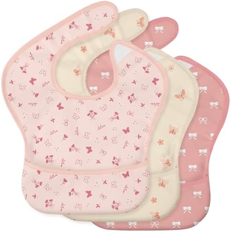 3 Pack Waterproof Baby Bibs for Eating, Mess Proof Feeding Bib by CivaruaKids