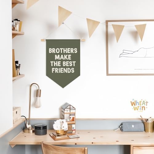 Wheatwin Boys Room Decor, Brothers Make the Best Friends Wall Hanging Pennant - Image 4