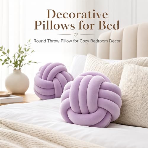 Petrella Purple Knot Pillow Ball, 11 Inch Round Decorative Pillow - Image 5