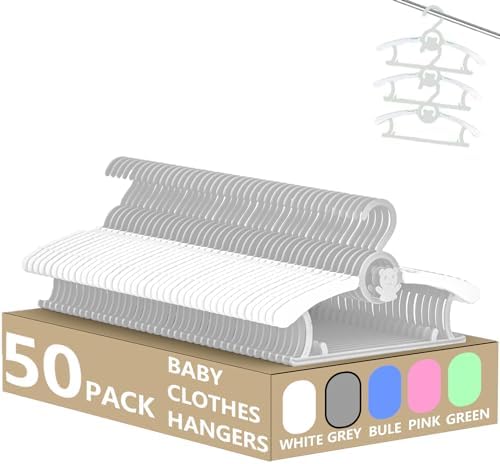 Baby Clothes Hangers 50 Pack, Plastic Kids Hangers Space Saving by HGYZE