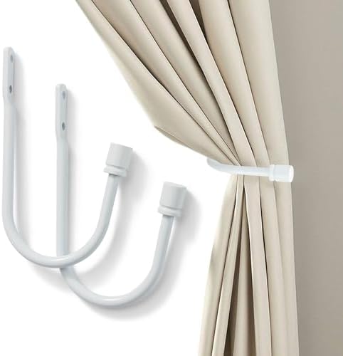 2Pcs Curtain Holdbacks, Metal U Shaped Hook Wall Mounted, Tassel Curtain by SIXZOONM