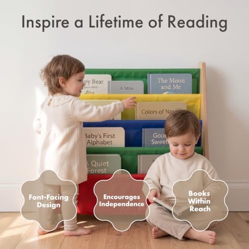 Humble Crew Kids Bookshelf, Montessori Front Facing Toddler Bookcase 4 Tier - Image 3