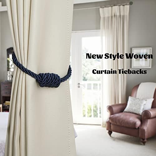 BEL AVENIR Magnetic Curtain Tiebacks 2 Pack Hand-Woven Curtain Ties - Image 6