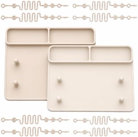 2 Pack Baby Silicone Mat with Suction Base & 8 Stretchable Straps, Lovbaby Baby by Lovbaby