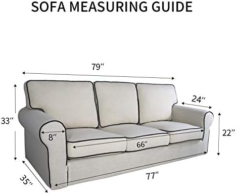 PureFit Stretch Couch Covers for Sofa Large Sofa Slipcovers Ivory - Image 6