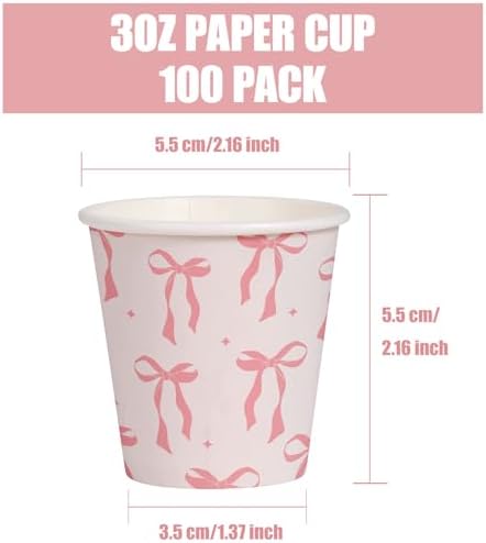 WRAPAHOLIC 3oz Pink Bow Bathroom Cups - Image 2