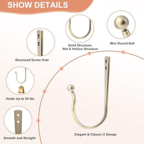 Mini Ball Curtain Holdbacks 2 Pack, Solid Zinc Alloy Wall Mounted Curtain - Image 6