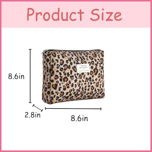 uekeboag Quilted Cotton Makeup Bag 2Pcs Coquette Cosmetic Bag, Large Soft - Image 2