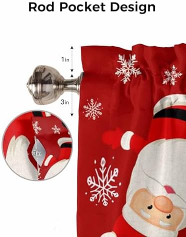 Vandarllin Red Merry Christmas Valance Curtains - Image 7