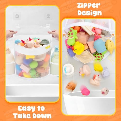 3 Compartments Bath Toy Storage Organizer, Mesh Shower Caddy - Image 6