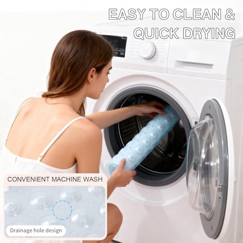 Anti-Slip Bathtub Shower Mat 28×15 Inch Clear White - Image 7