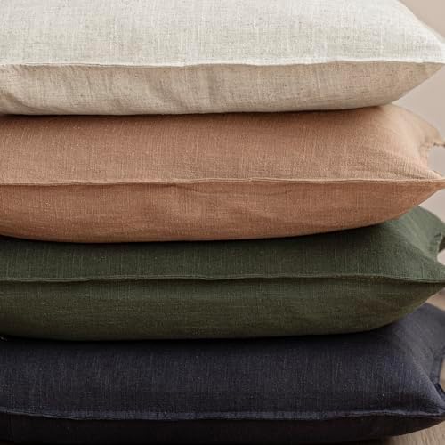 Foindtower Linen Solid Decorative Throw Pillow Cover 18x18 Inch Dark Green - Image 5