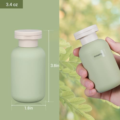 3.4 oz Plastic Small Travel Shampoo Bottles, Refillable Flip Cap Squeeze Bottles - Image 2