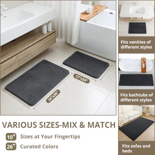 Polyester Bathroom Rug 30"x50" Dark Gray, Large Soft Bath Mat - Image 3