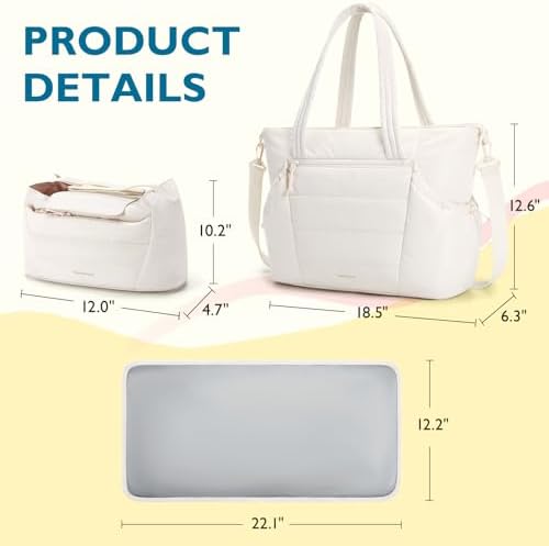 mommore Diaper Bag Tote with Stroller Organizer, Puffy Travel Baby Tote - Image 5
