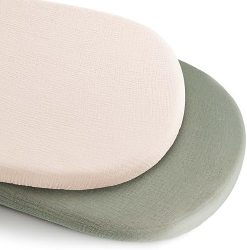Konssy Muslin Bassinet Sheets for Baby Boys and Girls, 2 Pack by Konssy