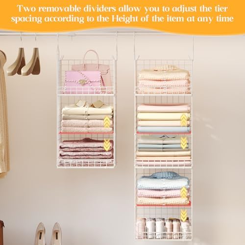Yuyetuyo 5 Tier Hanging Closet Organizer Separable Hanging Closet Shelves - Image 4