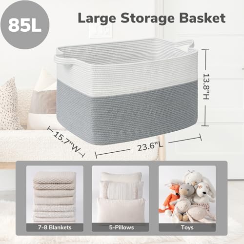 Goodpick 85L Large Woven Rope Blanket Basket - Image 3