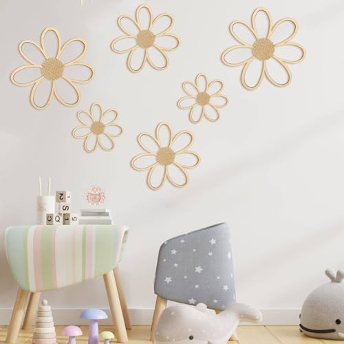 Thyle 6 Pcs Daisy Wall Decor Wooden Flower by Thyle