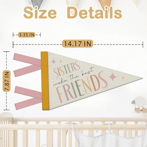 Girls Room Decor, Sisters Make the Best Friends Felt Banners Flags - Image 7