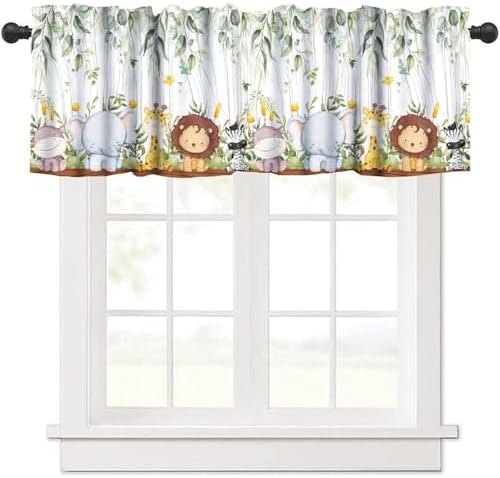 Forest Animal Valance Curtains, Watercolor Wild Animal Bear Fox Deer Kids - Image 6