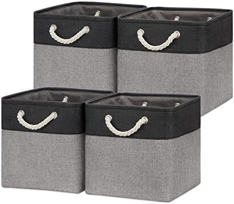 Temary 12 Inch Cube Storage Baskets 4 Pack Fabric Storage Bin by TEMARY