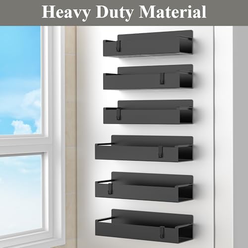 HuggieGems 6 Pack Black Magnetic Spice Rack Organizer - Image 4