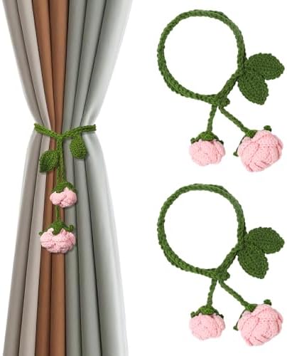 2 Pack Boho Handmade Flower Curtain Tiebacks & Holdbacks by OCIOLI