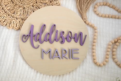 Custom Round Nursery Name Sign, Personalized 3D Baby Name Announcement Sign - Image 3