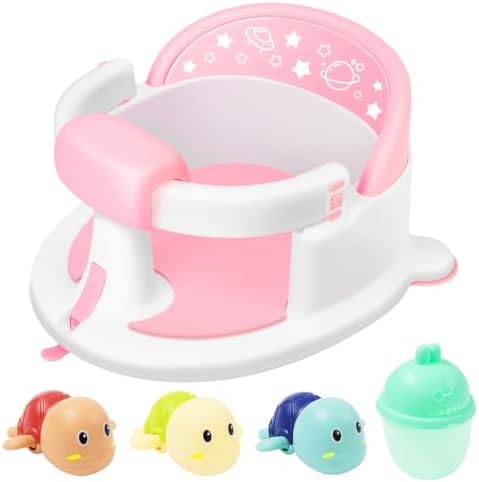 Baby Bath Seat 6M+, Non-Slip Cushion, CPSC Certified, 5-Pc Set by SMGZG