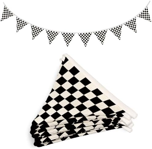 Race Car Room Decor Black and White Checkered Triangle Banners by Unknown