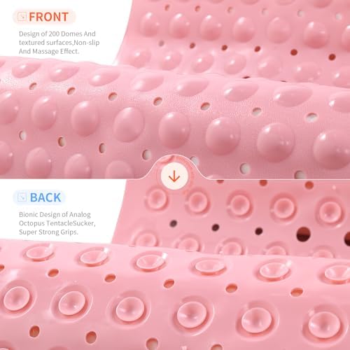 Anti-Slip Bathtub Shower Mat 40×16 Inch Opaque Pink - Image 3