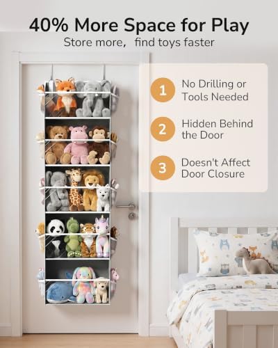 ULG Stuffed Animal Organizer Over the Door, Large Hanging Plush Toy Storage - Image 5