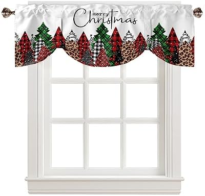 Merry Christmas Blackout Tie Up Valance Curtains by VandarllinHomeKitchenDecor