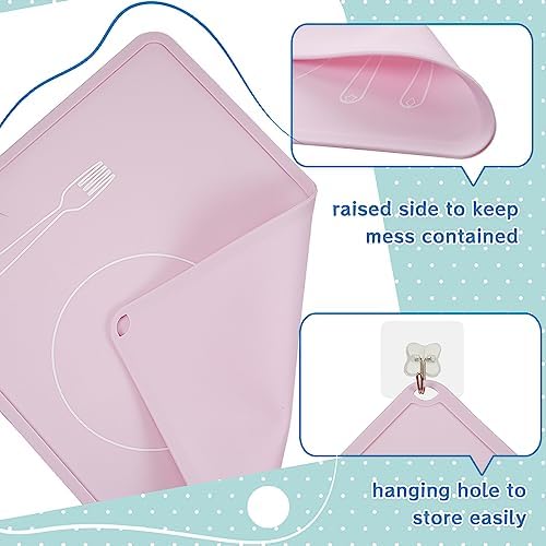 Zhehao 4 Pcs 4 Pcs Montessori Toddler Silicone Placemats - Image 3