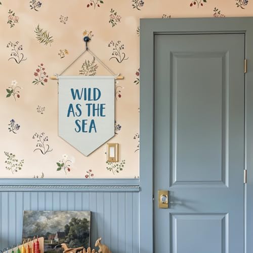Wheatwin Ocean Nursery Decor, Wild As the Sea Blue Wall Hanging Pennant Flag - Image 2