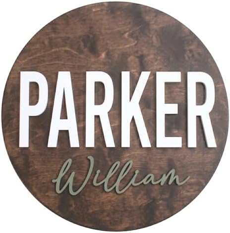Custom Round Nursery Name Sign, Personalized 3D Baby Name Announcement Sign by Obsidian+Home+Creations