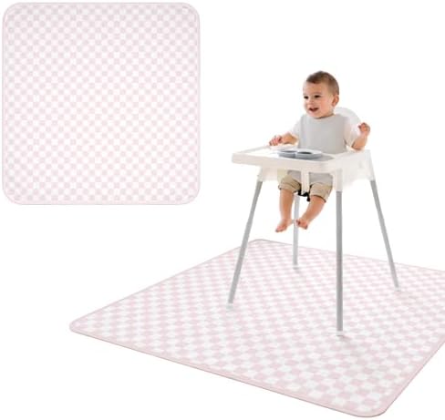 BapronBaby Pink Checkerboard Waterproof Splash Mat Catch All Floor Cover by BapronBaby
