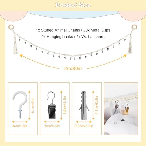 CERETIA 80" Stuffed Animal Organizer Chain, Wall Corner Storage - Image 5
