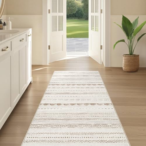 Nakagishi Boho 2x6 Runner Rug Machine Washable Rugs Non Slip Beige/Brown - Image 5