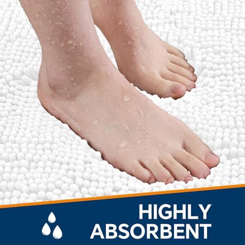 Chenille Bathroom Rug 36"x60" White, Large Plush Bath Mat - Image 4