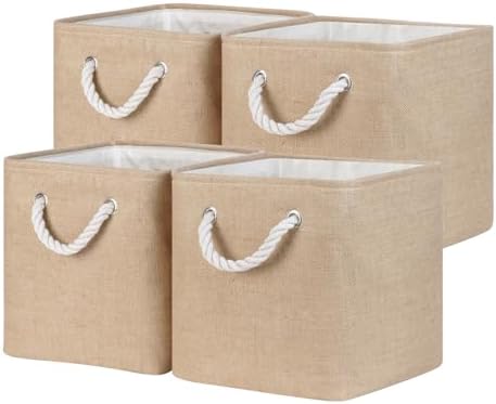 Temary Cube Storage Bins 11 Inch Fabric Storage Baskets 4 Pack Collapsible by TEMARY