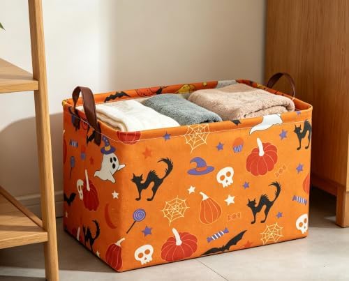 Halloween Basket Pumpkin Baskets Trick or Treat Basket Rectangular Storage Bin - Image 6
